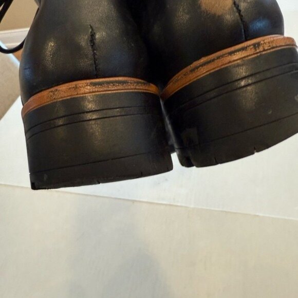 Marc Fisher Isabel Black Leather Faux Fur Lined Lace-Up Hiker Boots Size 9M - Picture 6 of 11